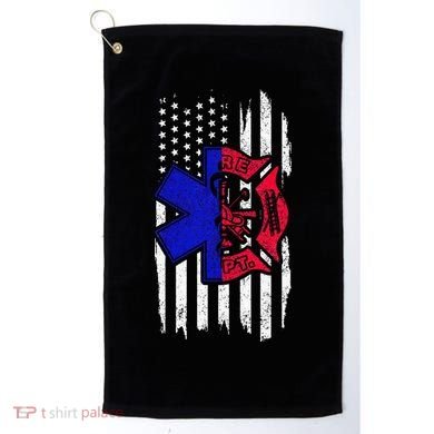 EMT Firefighter Paramedic Fireman EMS American Flag Golf Towel