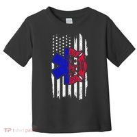 EMT Firefighter Paramedic Fireman EMS American Flag Toddler T-Shirt thumb 0