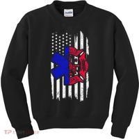 EMT Firefighter Paramedic Fireman EMS American Flag Kids Sweatshirt thumb 0