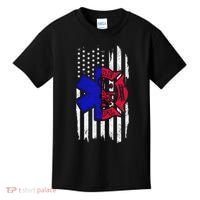 EMT Firefighter Paramedic Fireman EMS American Flag Kids T-Shirt thumb 0