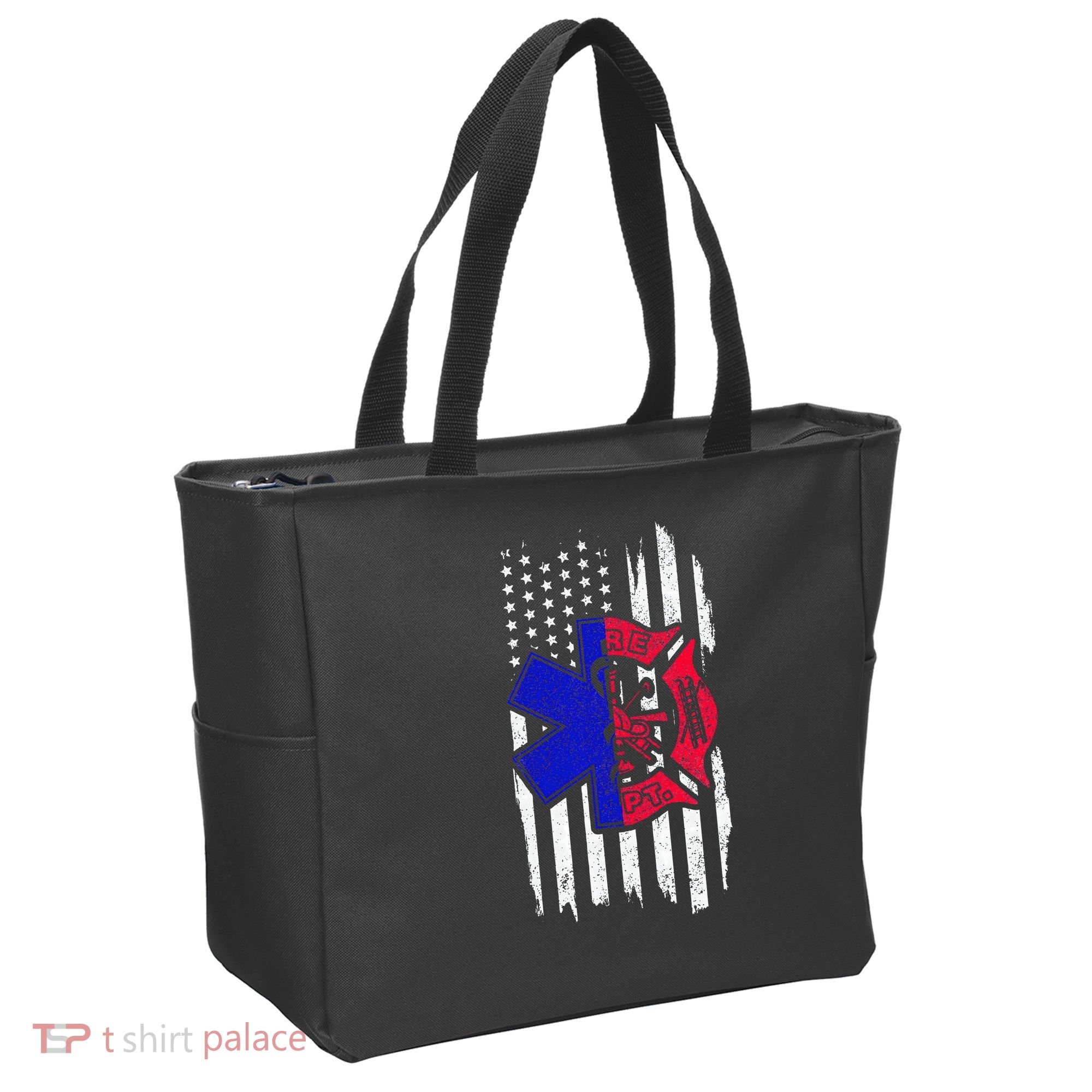 EMT Firefighter Paramedic Fireman EMS American Flag Tote Bag