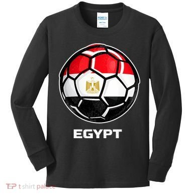 Egypt Flag Soccer Ball Vintage Kids Long Sleeve Shirt
