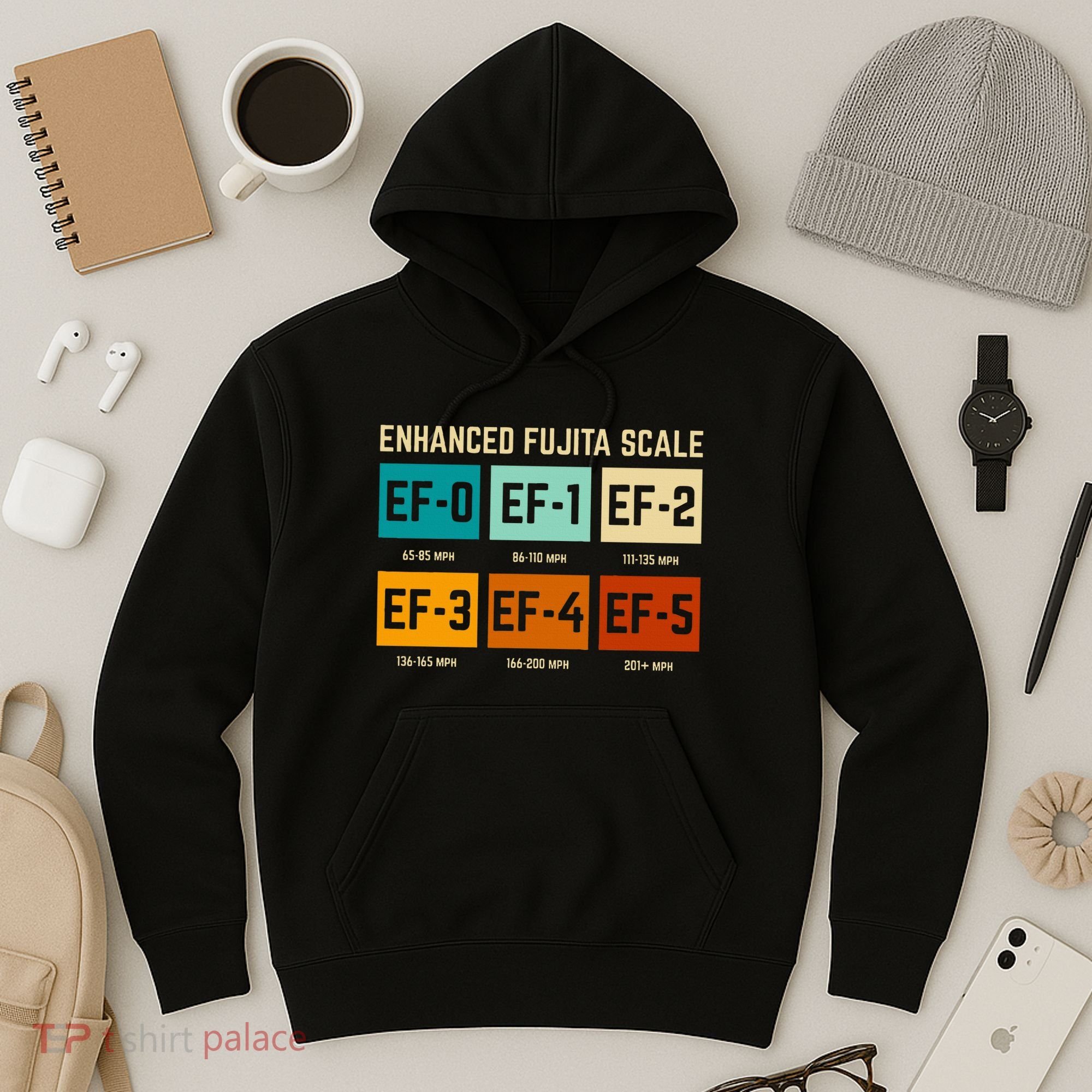 Enhanced Fujita Scale Tornado For Retro Storm Chaser Hoodie