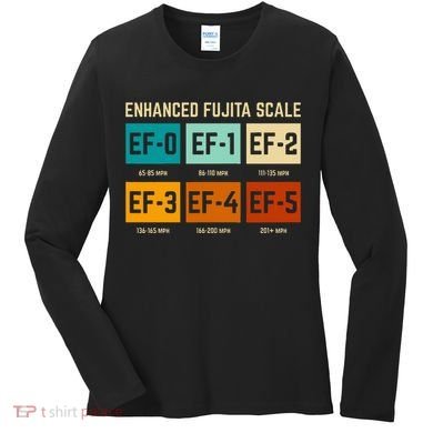 Enhanced Fujita Scale Tornado For Retro Storm Chaser Women's Long Sleeve Shirt