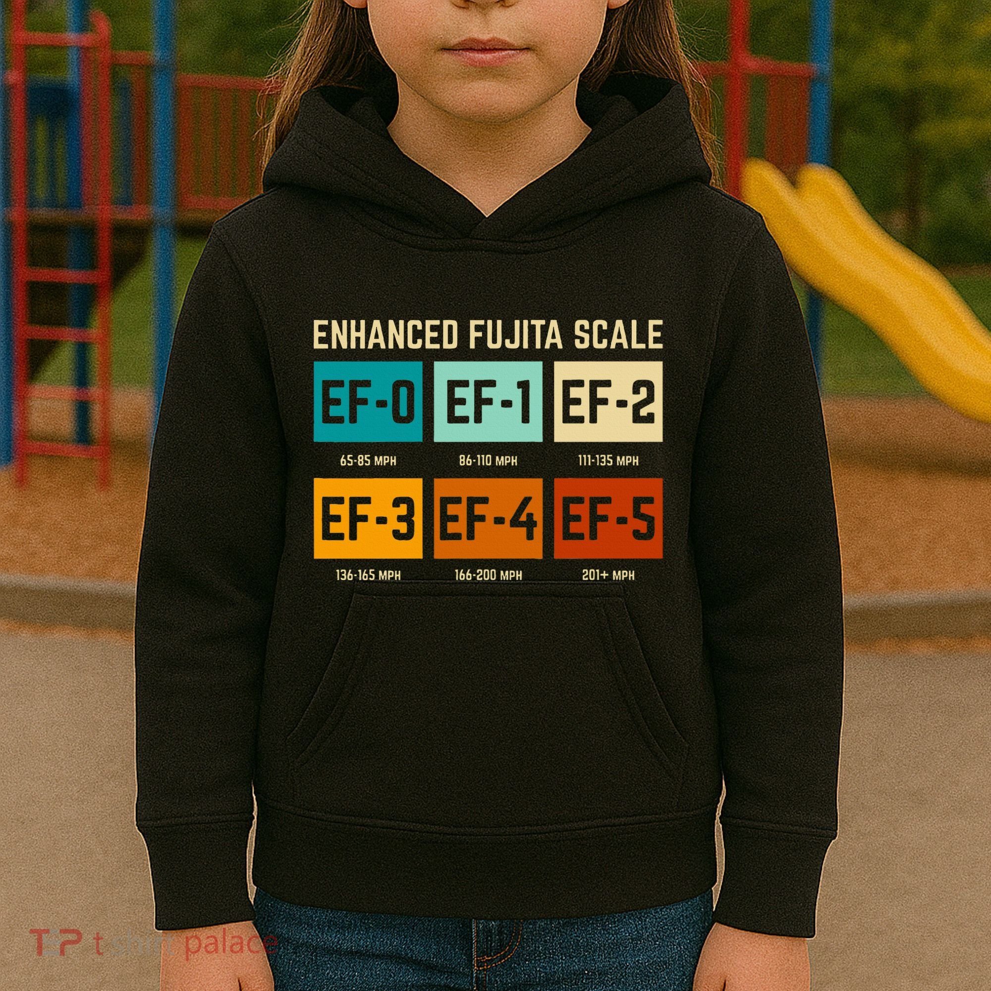 Enhanced Fujita Scale Tornado For Retro Storm Chaser Kids Hoodie