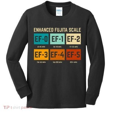 Enhanced Fujita Scale Tornado For Retro Storm Chaser Kids Long Sleeve Shirt