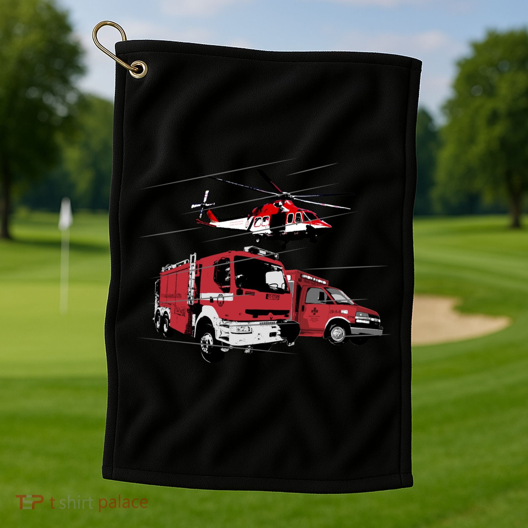 Ems Fire Truck Ambulance Rescue Helicopter Gift Cool Gift Golf Towel