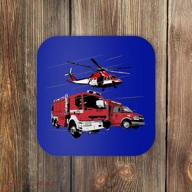 Ems Fire Truck Ambulance Rescue Helicopter Gift Cool Gift Coaster