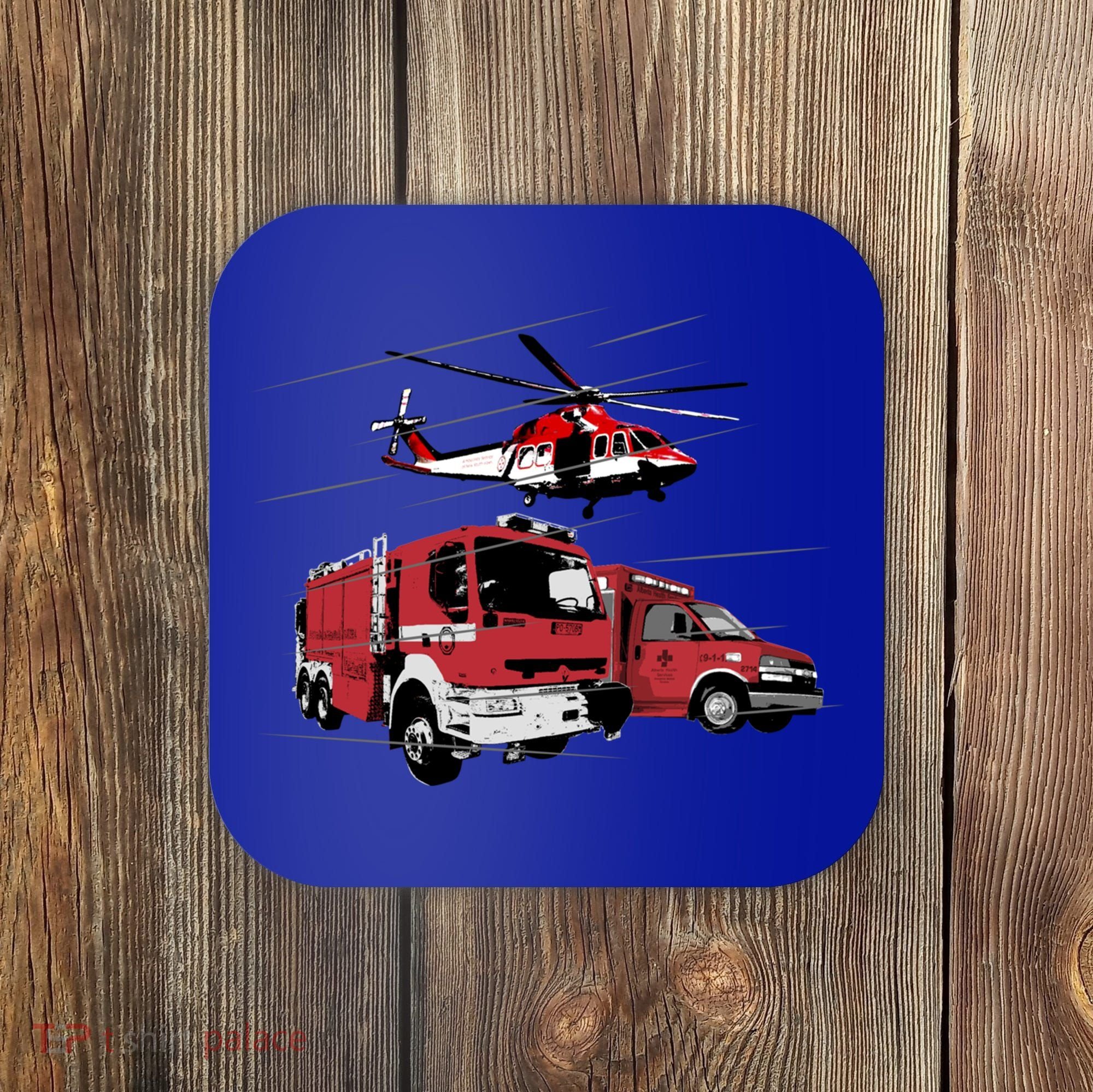 Ems Fire Truck Ambulance Rescue Helicopter Gift Cool Gift Coaster