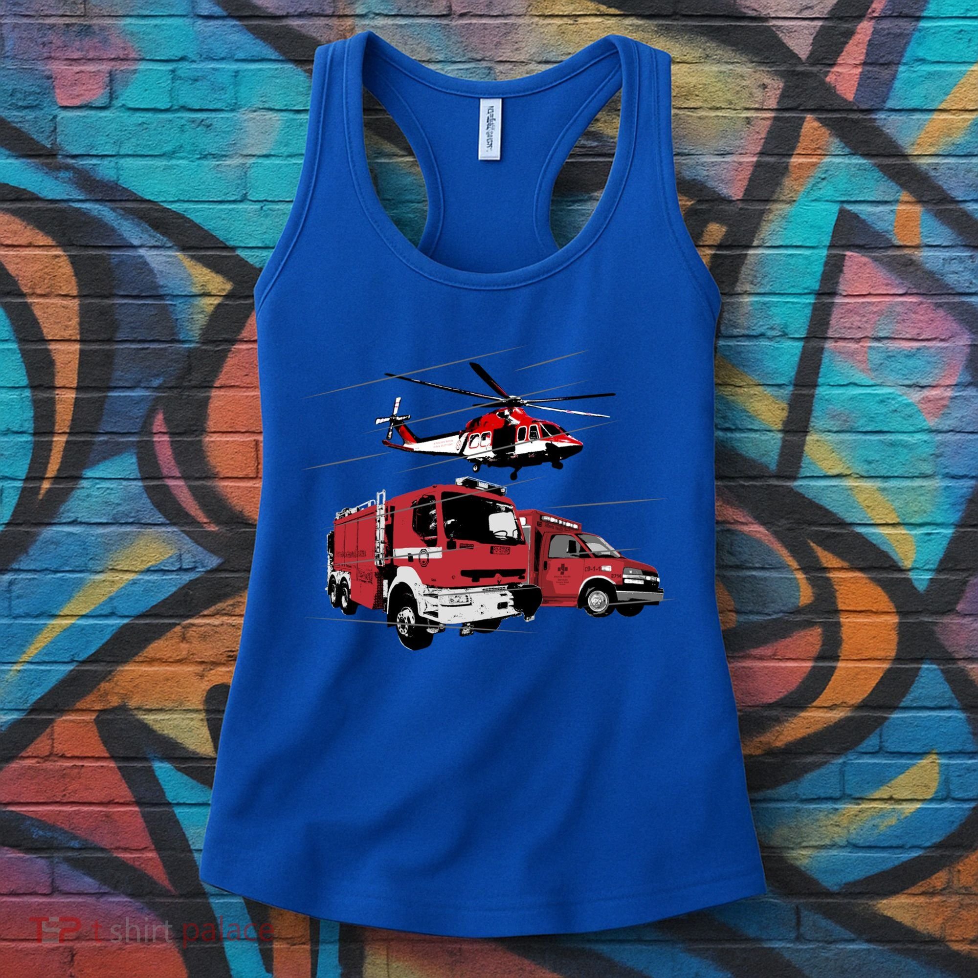 Ems Fire Truck Ambulance Rescue Helicopter Gift Cool Gift Women's Tank Top