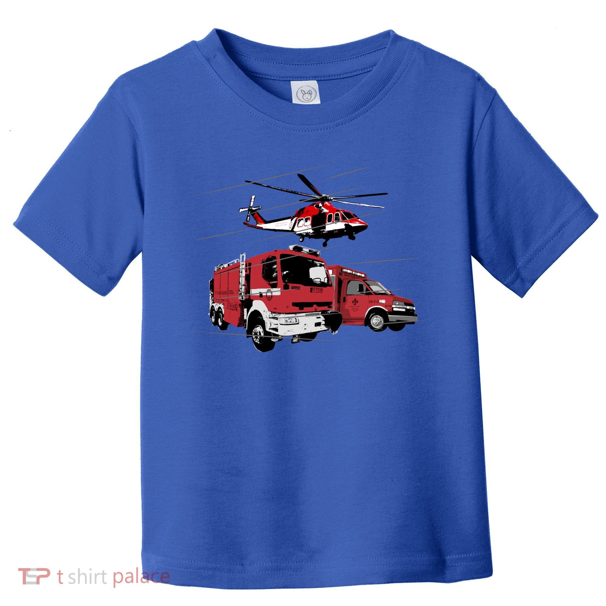 Ems Fire Truck Ambulance Rescue Helicopter Gift Cool Gift Toddler T-Shirt