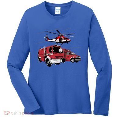 Ems Fire Truck Ambulance Rescue Helicopter Gift Cool Gift Women's Long Sleeve Shirt