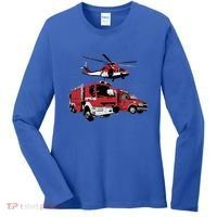 Ems Fire Truck Ambulance Rescue Helicopter Gift Cool Gift Women's Long Sleeve Shirt thumb 0