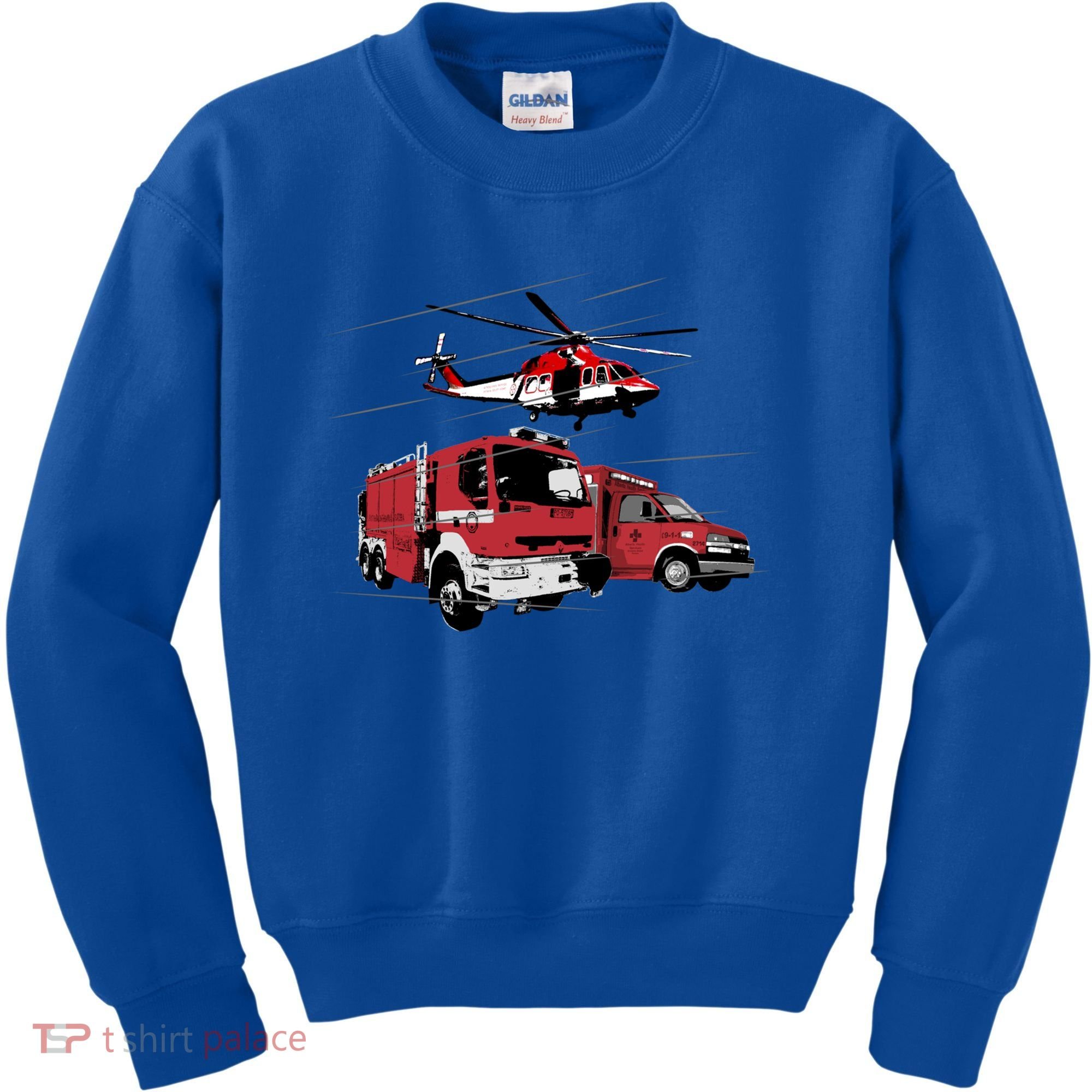 Ems Fire Truck Ambulance Rescue Helicopter Gift Cool Gift Kids Sweatshirt