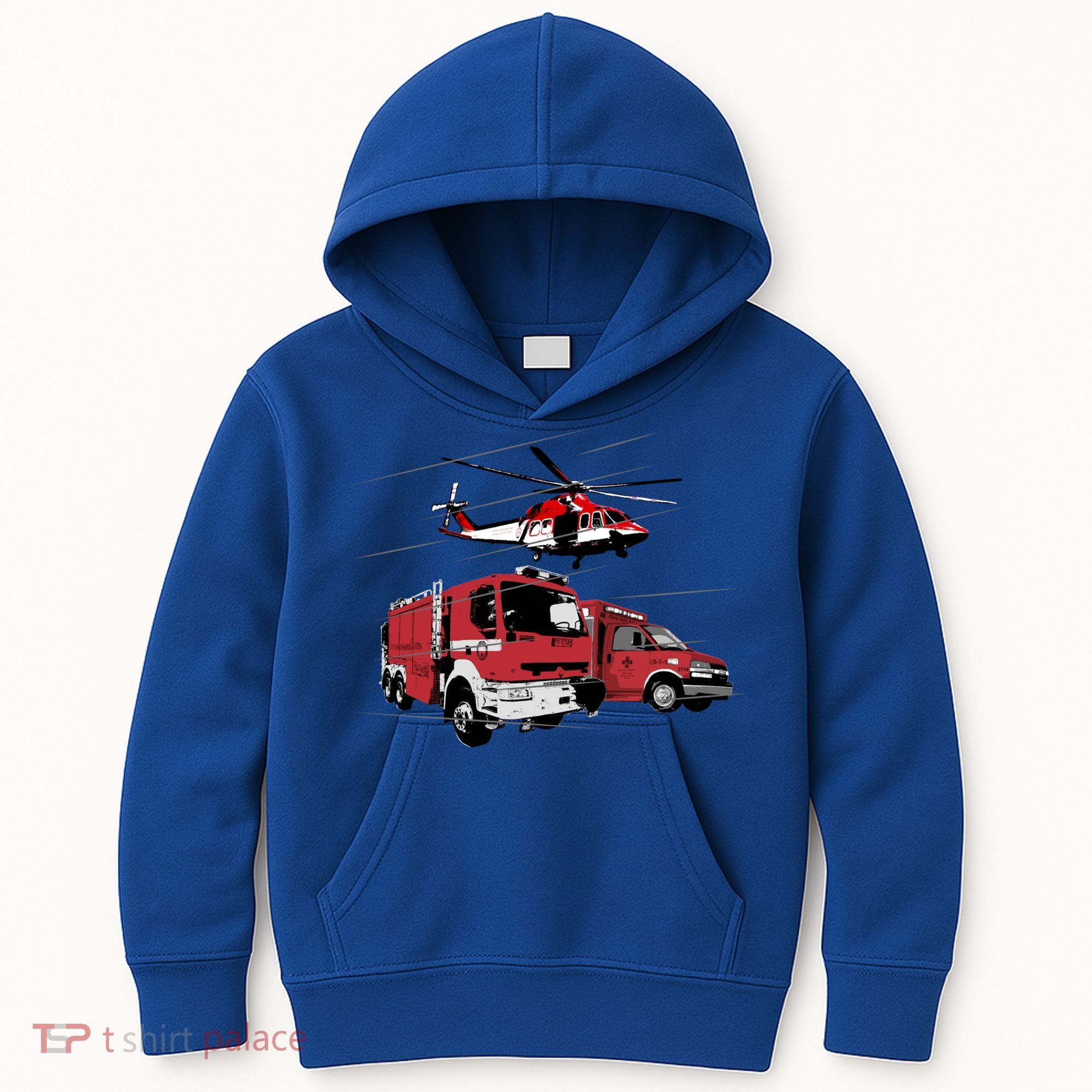Ems Fire Truck Ambulance Rescue Helicopter Gift Cool Gift Kids Hoodie