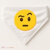 Emoticon Face With Raised Eyebrow Gift USA-Made Doggie Bandana thumb 0