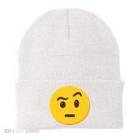 Emoticon Face With Raised Eyebrow Gift Beanie thumb 0