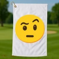 Emoticon Face With Raised Eyebrow Gift Golf Towel thumb 1