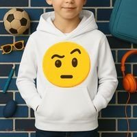 Emoticon Face With Raised Eyebrow Gift Kids Hoodie thumb 2