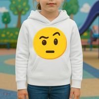 Emoticon Face With Raised Eyebrow Gift Kids Hoodie thumb 3