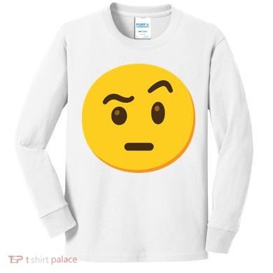 Emoticon Face With Raised Eyebrow Gift Kids Long Sleeve Shirt
