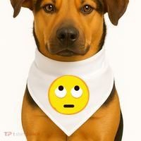 Emoticon Face With Rolling Eyes Eye Roll Emoticon Gift USA-Made Doggie Bandana thumb 1