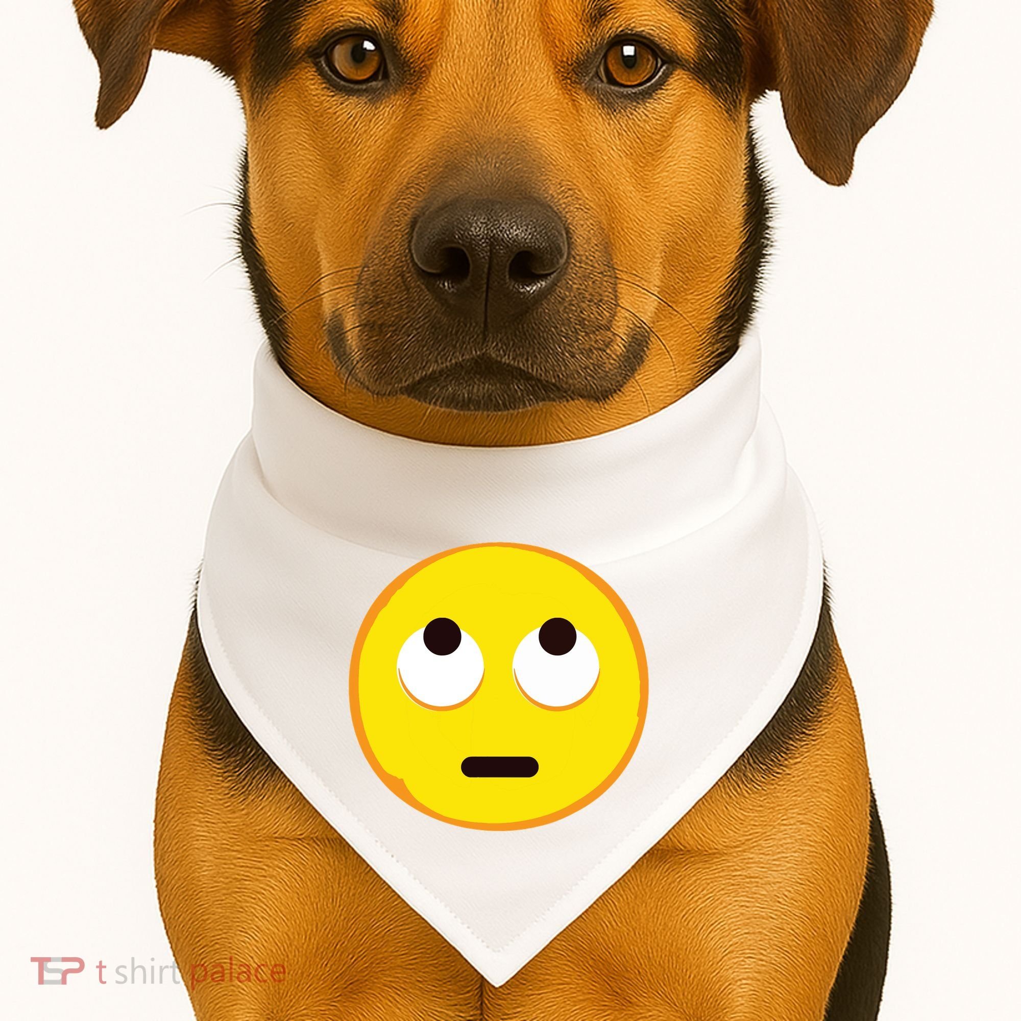 Emoticon Face With Rolling Eyes Eye Roll Emoticon Gift USA-Made Doggie Bandana