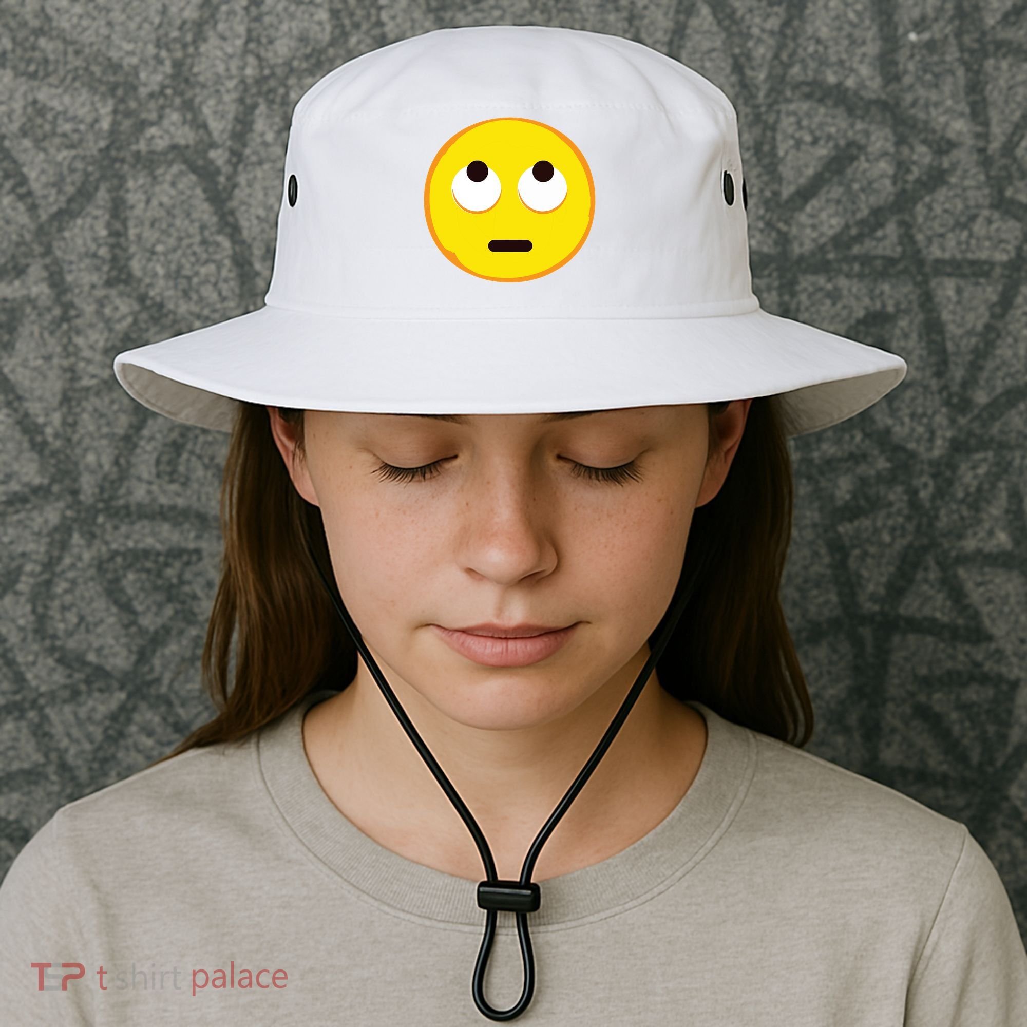 Emoticon Face With Rolling Eyes Eye Roll Emoticon Gift Bucket Hat