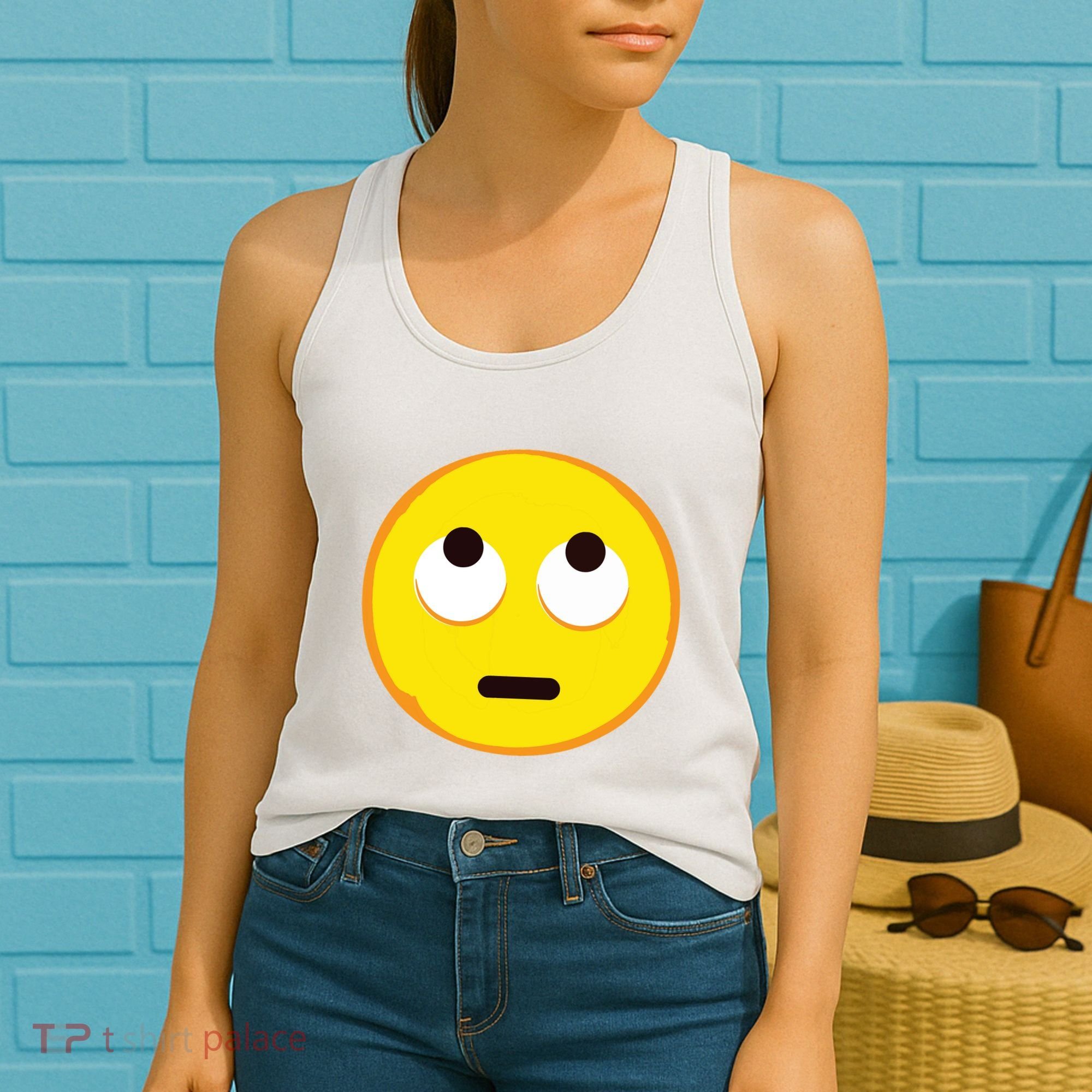Emoticon Face With Rolling Eyes Eye Roll Emoticon Gift Women's Tank Top