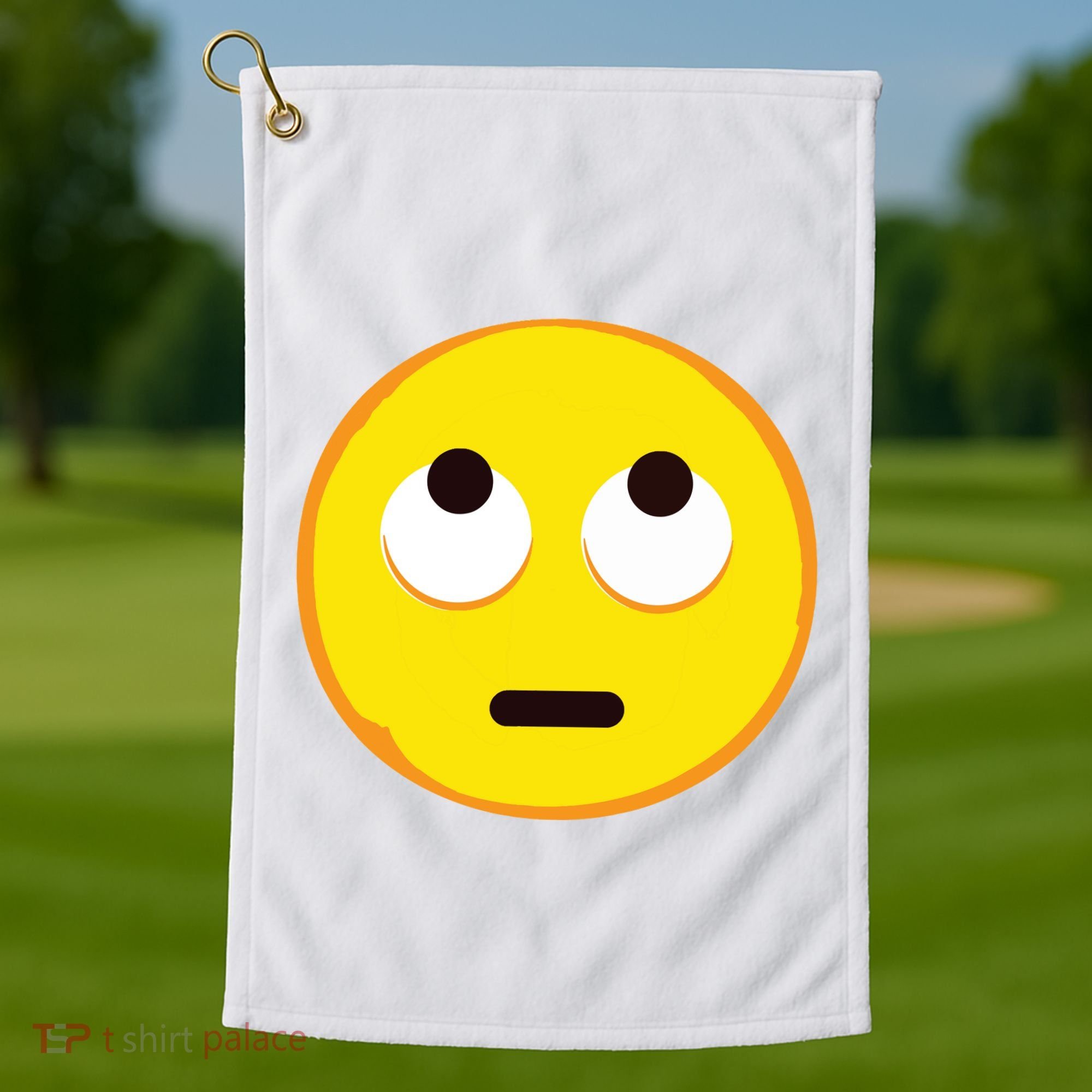 Emoticon Face With Rolling Eyes Eye Roll Emoticon Gift Golf Towel