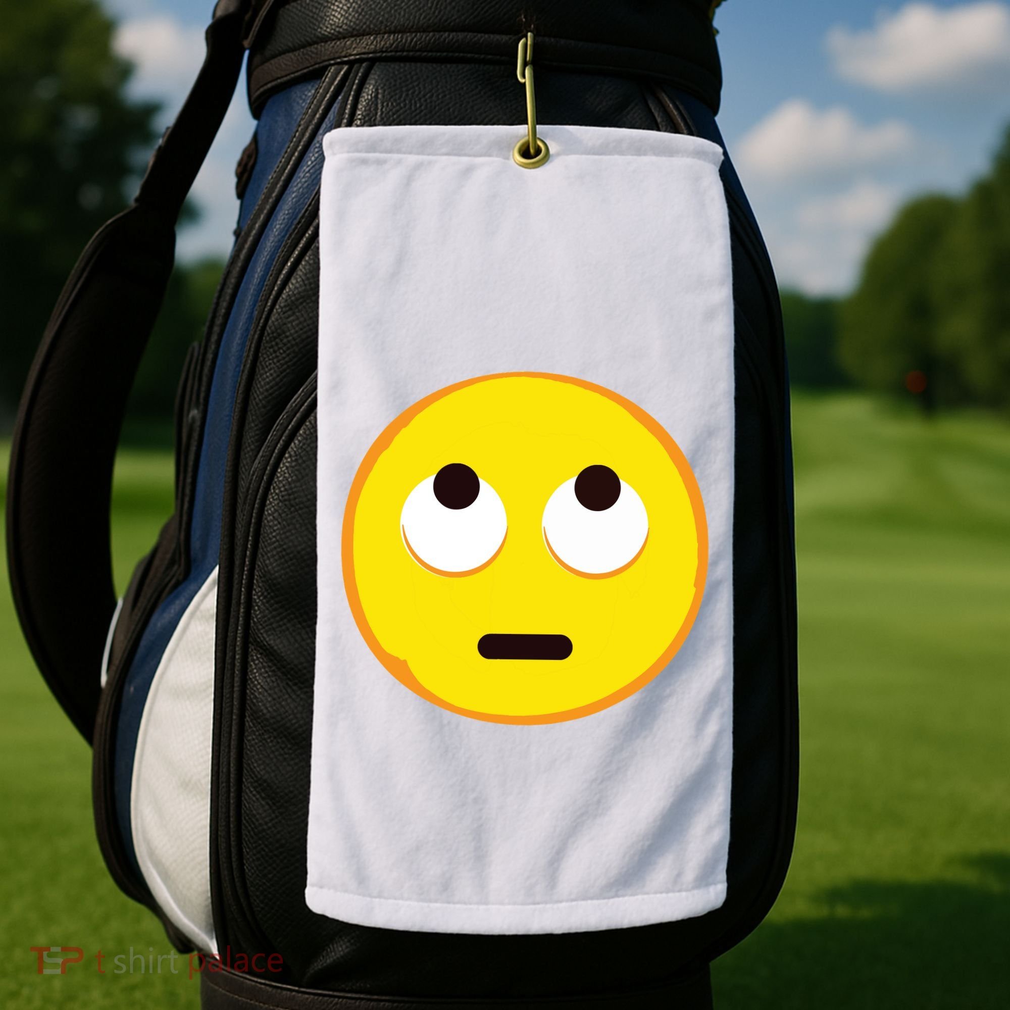 Emoticon Face With Rolling Eyes Eye Roll Emoticon Gift Golf Towel