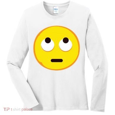 Emoticon Face With Rolling Eyes Eye Roll Emoticon Gift Women's Long Sleeve Shirt