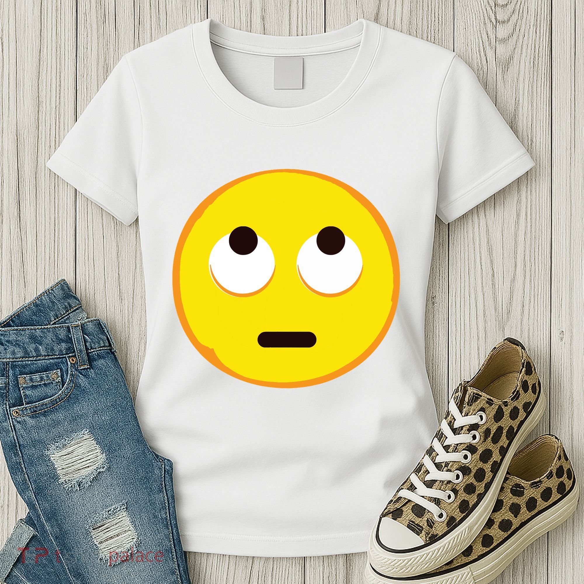 Emoticon Face With Rolling Eyes Eye Roll Emoticon Gift Women's T-Shirt