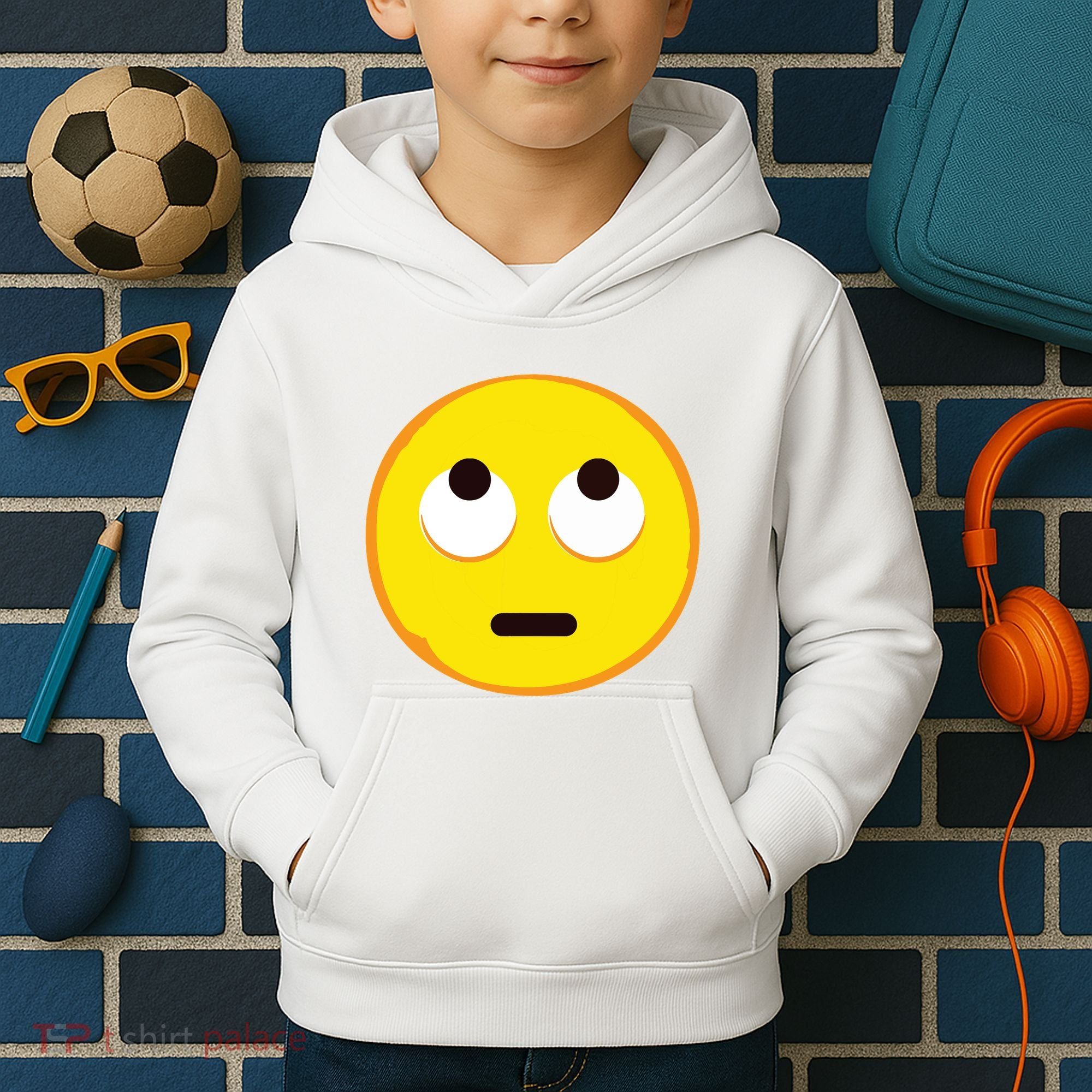 Emoticon Face With Rolling Eyes Eye Roll Emoticon Gift Kids Hoodie