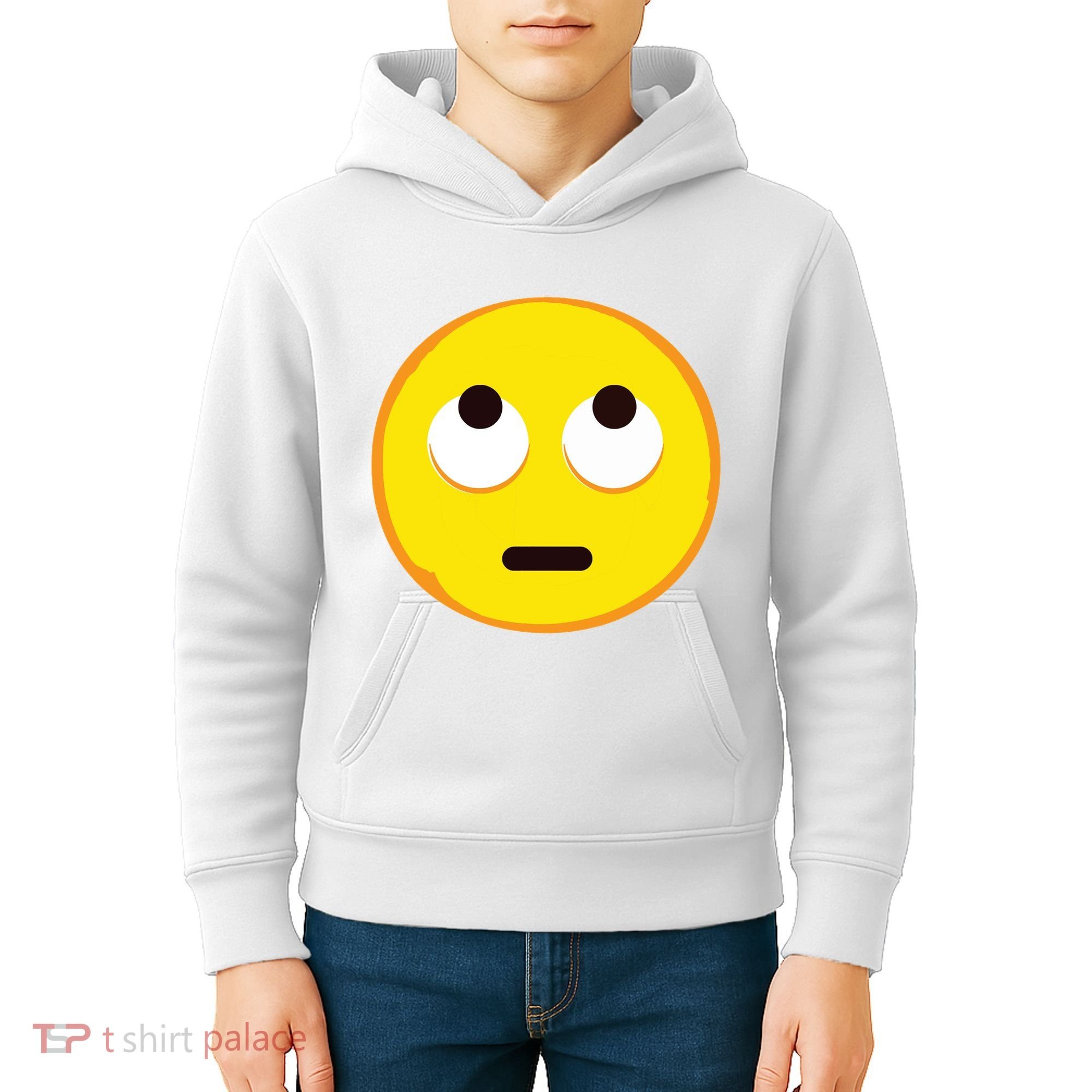Emoticon Face With Rolling Eyes Eye Roll Emoticon Gift Kids Hoodie