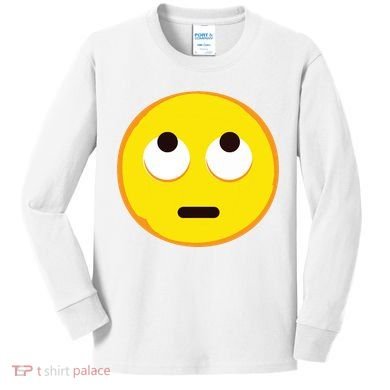 Emoticon Face With Rolling Eyes Eye Roll Emoticon Gift Kids Long Sleeve Shirt