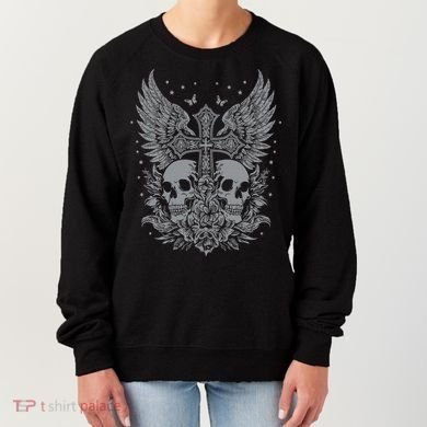 Emo Grunge Aesthetic Goth Skull Cross Gothic Butterfly Women's Sweatshirt