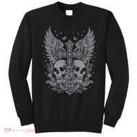 Emo Grunge Aesthetic Goth Skull Cross Gothic Butterfly Sweatshirt thumb 0