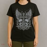 Emo Grunge Aesthetic Goth Skull Cross Gothic Butterfly T-Shirt thumb 4