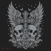 Emo Grunge Aesthetic Goth Skull Cross Gothic Butterfly Beanie thumb 2