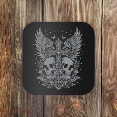 Emo Grunge Aesthetic Goth Skull Cross Gothic Butterfly Coaster