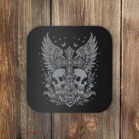 Emo Grunge Aesthetic Goth Skull Cross Gothic Butterfly Coaster thumb 0
