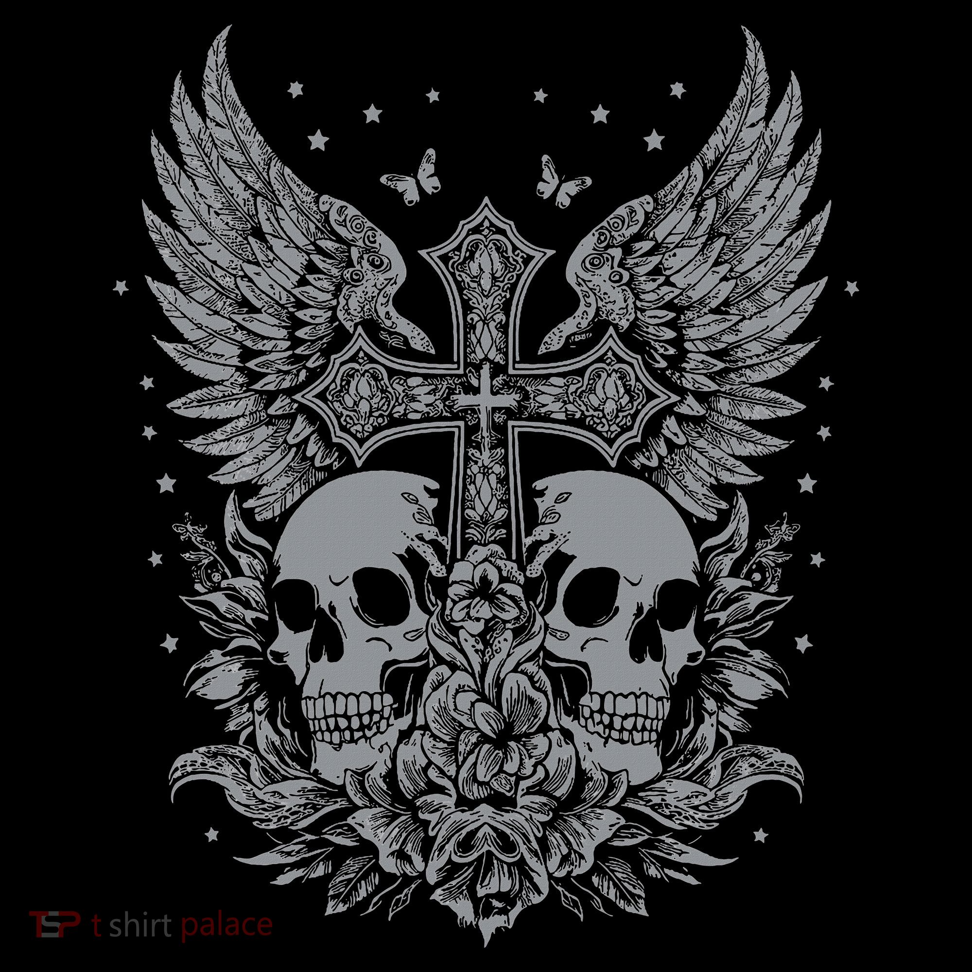 Emo Grunge Aesthetic Goth Skull Cross Gothic Butterfly Coaster