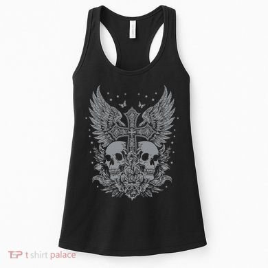 Emo Grunge Aesthetic Goth Skull Cross Gothic Butterfly Women's Tank Top