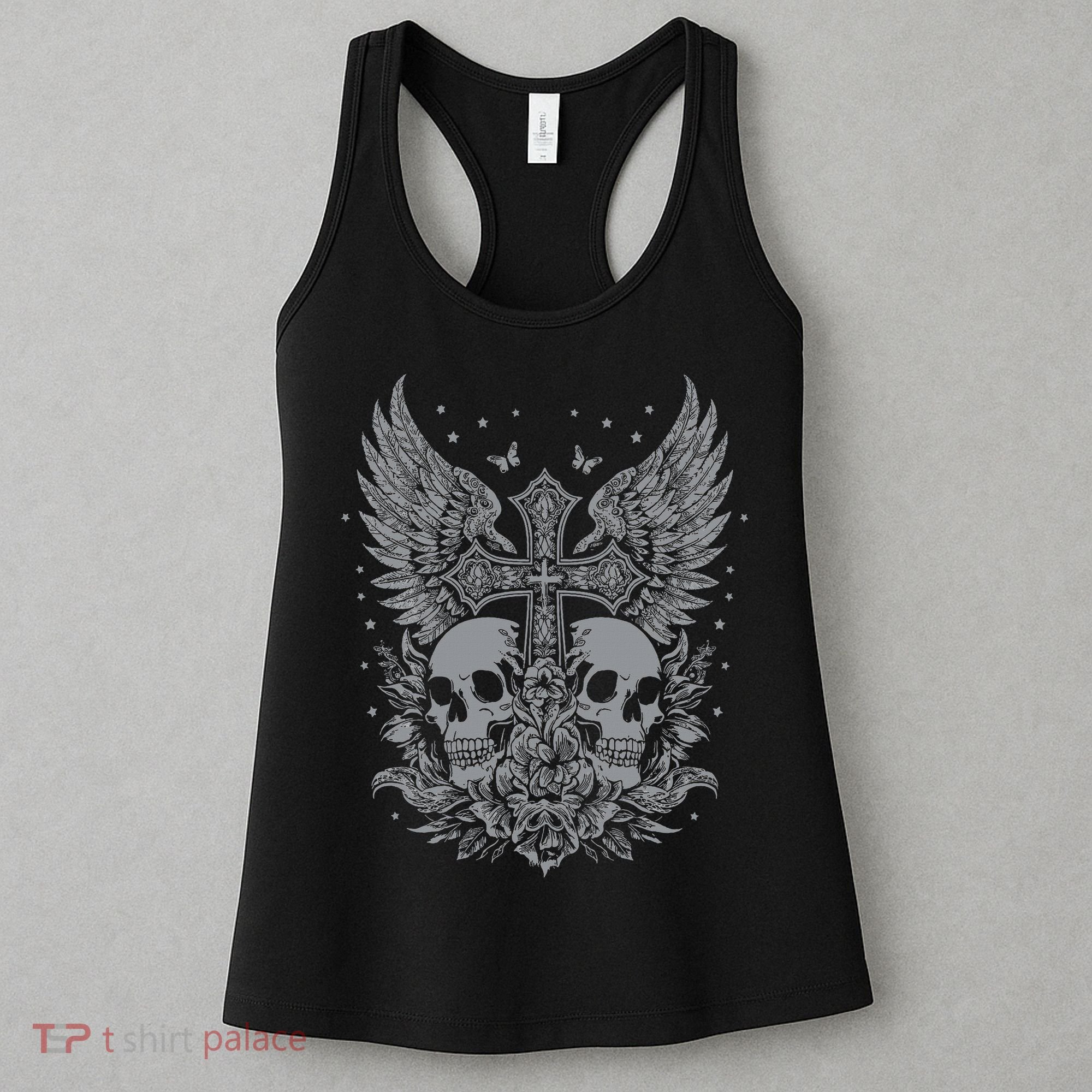 Emo Grunge Aesthetic Goth Skull Cross Gothic Butterfly Women's Tank Top