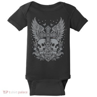 Emo Grunge Aesthetic Goth Skull Cross Gothic Butterfly Baby Bodysuit