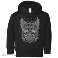 Emo Grunge Aesthetic Goth Skull Cross Gothic Butterfly Toddler Hoodie thumb 0