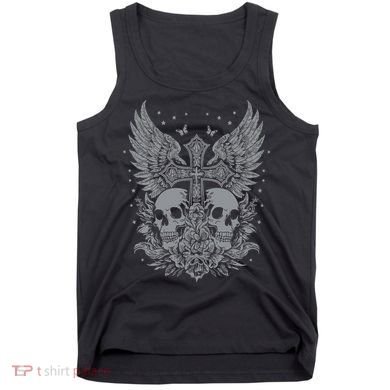 Emo Grunge Aesthetic Goth Skull Cross Gothic Butterfly Tank Top