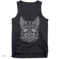 Emo Grunge Aesthetic Goth Skull Cross Gothic Butterfly Tank Top thumb 0