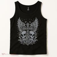 Emo Grunge Aesthetic Goth Skull Cross Gothic Butterfly Tank Top thumb 2